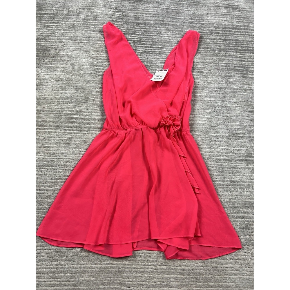 Flora Top Womens Small Pink Sleeveless V-Neck Sheer Polyester‎